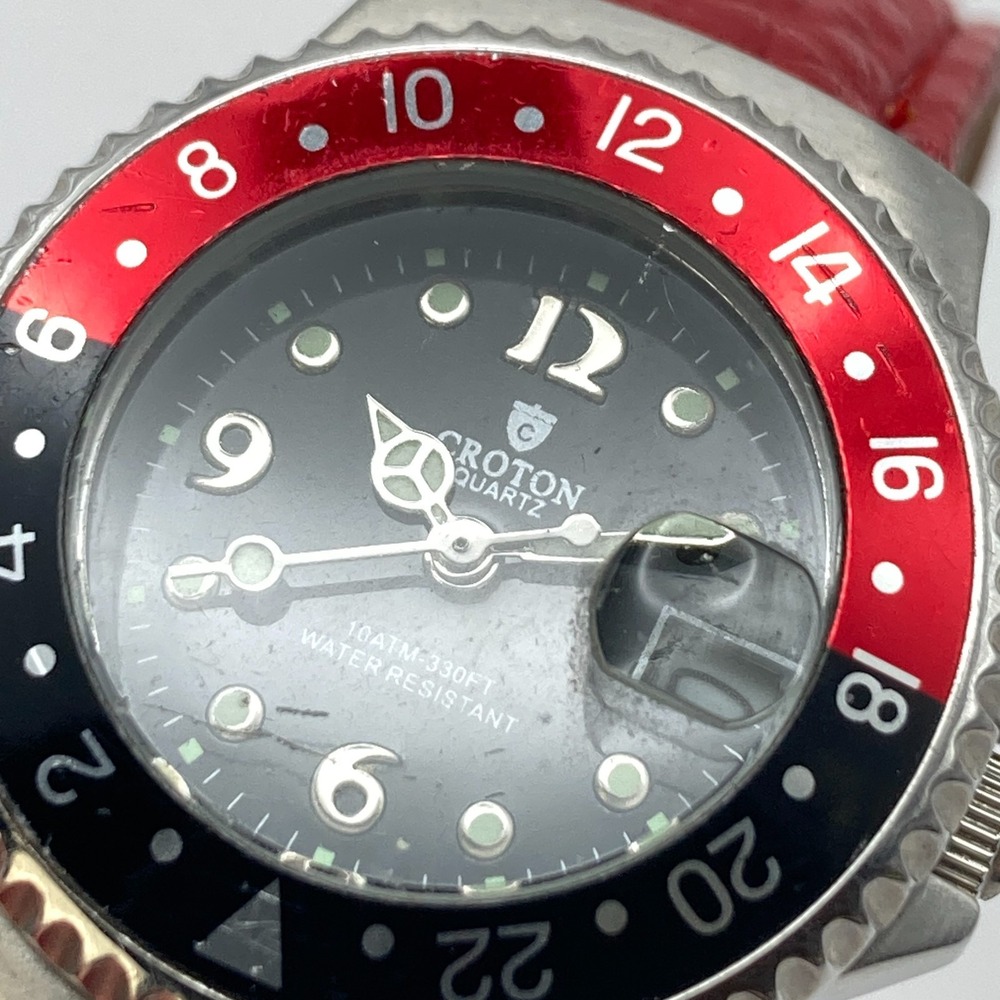 Croton Women's Watch 29mm Silver Tone Coke Bezel Date Diver Style New Battery - Picture 5 of 16